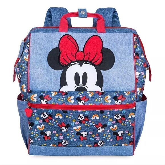 Disney Minnie Mouse Cambray Denim Girls School Backpack Brand New Zipper Closure - Picture 1 of 10